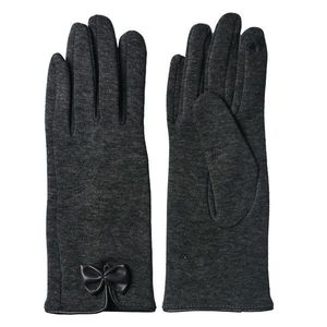 Šedé zimní dámské rukavice s mašličkou - 8*24 cm JZGL0045 obraz