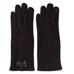 Hnědé zimní dámské rukavice s mašličkou - 8*24 cm JZGL0046 obraz