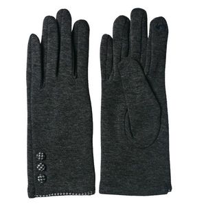 Šedé zimní dámské rukavice s knoflíky - 8*24 cm JZGL0048G obraz