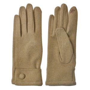 Béžové zimní dámské rukavice s knoflíkem - 8*24 cm JZGL0063BE obraz