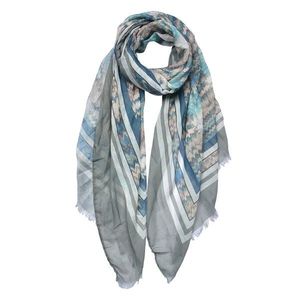 Modro-šedý šátek s ornamenty - 70*180 cm JZSC0695 obraz