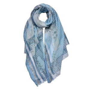 Modrý dámský šátek se vzorem - 70x180 cm JZSC0703 obraz