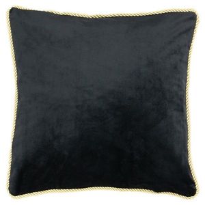 Černý sametový polštář obšitý krouceným zlatým provázkem Velvet black - 45*10*45cm DCFGKSZW obraz