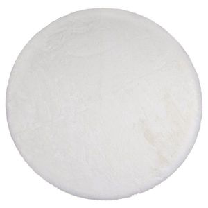 Bílý plyšový měkoučký kulatý koberec Soft Teddy White Off - Ø 120cm FXVKKW obraz