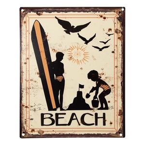 Krémová antik nástěnná kovová cedule Beach - 20*1*25 cm 6Y5204 obraz