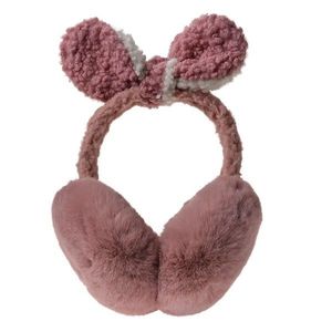 Růžové dětské chlupaté klapky na uši s mašlí JZCEW0006P obraz