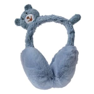 Modré dětské chlupaté klapky na uši s medvídkem JZCEW0008BL obraz