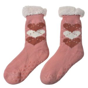 Růžové teplé ponožky se srdíčky - one size JZSK0019P obraz