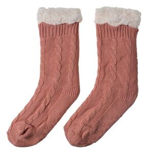 Růžové teplé pletené ponožky - one size JZSK0022P obraz