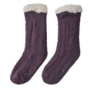 Fialové teplé pletené ponožky - one size JZSK0022PA obraz