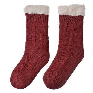 Vínové teplé pletené ponožky - one size JZSK0022R obraz