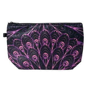 Černá dámská toaletní taška s fialovými pery - 22*13*18 cm JZTB0046 obraz