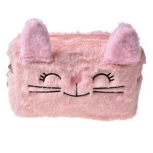 Růžová dámská toaletní taška kočička Meow - 18*8*10 cm JZTB0064 obraz