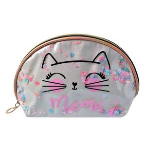 Béžová dámská toaletní taška kočička Meow - 22*8*14 cm JZTB0065BE obraz