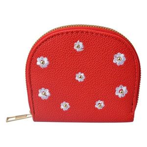 Malá červená peněženka s kytičkami - 12*9 cm JZWA0177R obraz