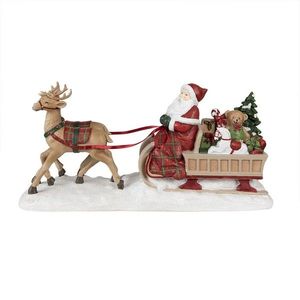 Vánoční dekorace Socha Santa se sáněmi - 41*11*19 cm 6PR3919 obraz