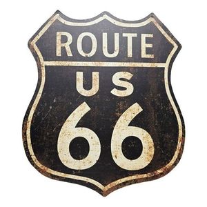 Černá antik nástěnná kovová cedule Route 66 - 30*35 cm 8PL-538830353333 obraz