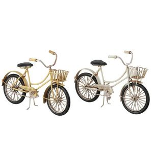 2ks béžový a žlutý antik kovový retro model kola Womens Bike - 23*8*12 cm 23647 obraz
