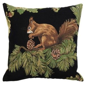 Gobelínový polštář s veverkou a šiškou Gobelin Squirrel Pinecone - 45*45*16cm EVKSED obraz