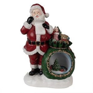 Červená vánoční dekorace Santa s pytlem dárků a led světýlky - 26*16*36 cm 6PR3925 obraz