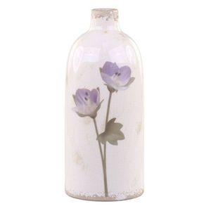 Krémová keramická dekorační váza s květem Versailles - Ø 11*26cm 65078419 obraz