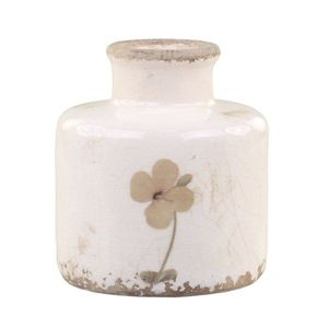 Krémová keramická dekorační váza s květem Versailles - Ø 9*10cm 65078119 obraz