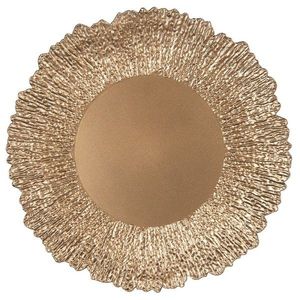 Zlatý servírovací talíř se zdobným okrajem ve tvaru květu - Ø 33*2 cm 65241 obraz