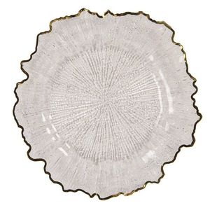 Transparentní servírovací talíř s vlnitým zlatým okrajem - Ø 33*1 cm 65240 obraz