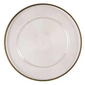 Transparentní servírovací talíř se zlatým okrajem - Ø 33*2 cm 65237 obraz
