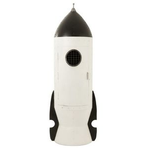Bílo-černá kovová skříň ve tvaru rakety Rocket - 70*70*218 cm 30903 obraz