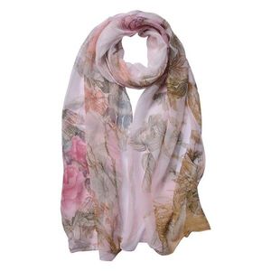 Růžový dámský šátek s květy Women Print Pink - 50*160 cm JZSC0723P obraz