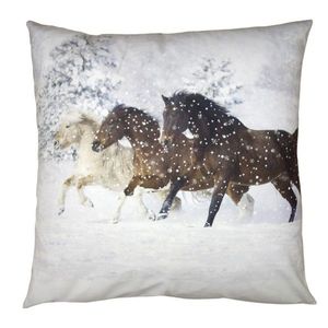 Zimní sametový povlak na polštář s koňmi Horses - 45*45 cm KT021.340 obraz