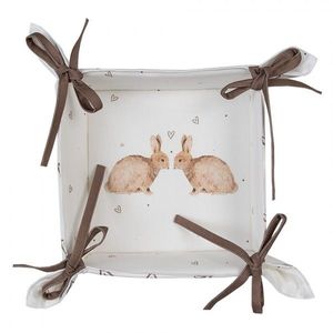 Bavlněný košík na pečivo s motivem králíčků Bunnies in Love - 35*35*8cm BSLC47 obraz