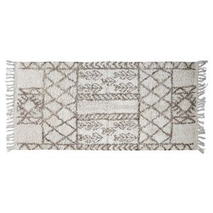 Béžový bavlněný koberec s ornamenty a třásněmi Morroccan - 150*70cm 16095200 obraz
