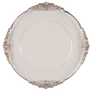 Transparentní servírovací talíř s měděným okrajem a zdobením - Ø 35*2 cm 65239KO obraz