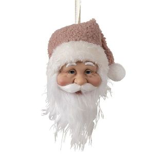 Závěsná dekorace hlava Santa s růžovou čepicí - 10*9*28 cm 65266 obraz