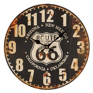 Černé antik nástěnné hodiny Route 66 – Ø 28*3cm/ 1*AA 84640 obraz