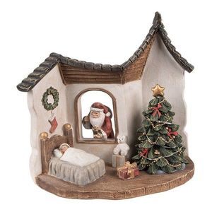 Dekorace Santa v okně do pokoje a stromkem s Led světýlky - 18*11*17 cm 6PR4946 obraz