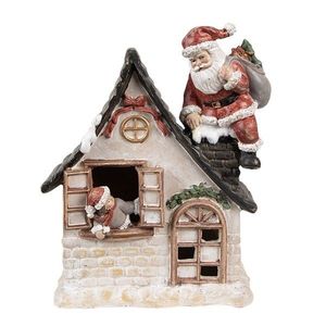 Dekorace Santa lezoucí do domu komínem s Led světýlky - 16*8*19 cm 6PR4956 obraz
