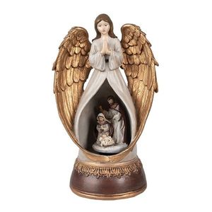 Zlatá vánoční hrací skříňka Anděl s Betlémem uvnitř - 14*11*23 cm 6PR4954 obraz