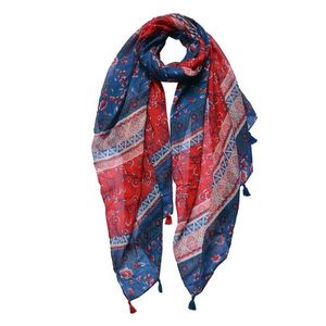 Červenomodrý dámský šátek - 90x180 cm JZSC0732 obraz