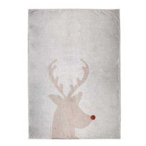Béžový plyšový pléd s jelenem Deer - 130*170 cm NWV60 obraz