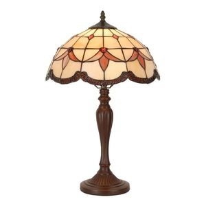 Béžovo-hnědá stolní lampa Tiffany Tralle - Ø 35*53 cm E14/max 2*40W 5LL-6309 obraz
