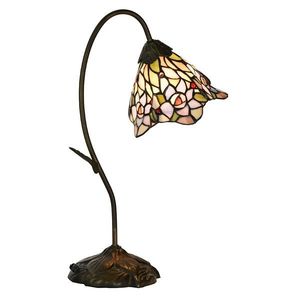 Růžová stolní lampa Tiffany ve tvaru květu Flowé - 27*15*48 cm E14/max 1*40W 5LL-6311 obraz