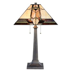 Béžovo-hnědá stolní lampa Tiffany Silvia - 45*45*80 cm E27/max 2*60W 5LL-6320 obraz