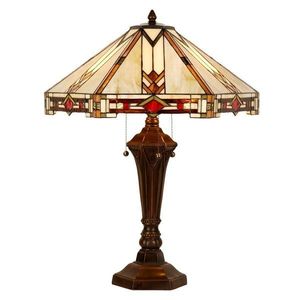 Béžovo-hnědá stolní lampa Tiffany Tippia - 50*50*75 cm E27/max 2*60W 5LL-6325 obraz