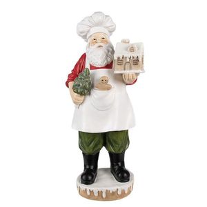 Vánoční dekorace socha Santa kuchař s perníkovou chaloupkou - 26*20*59 cm 5PR0124 obraz