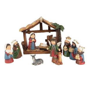 Vánoční dekorace Betlém s figurkami (set 11ks) - 10*4*9 cm 6PR4893 obraz