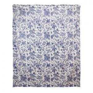 Krémový plyšový pléd s modrými květy - 130*170 cm KT060.147 obraz