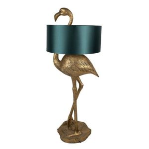Zlatá stojací lampa Flamingo se zeleným stínidlem - 55*40*142 cm E27/max 1*60W 5LMC0021 obraz